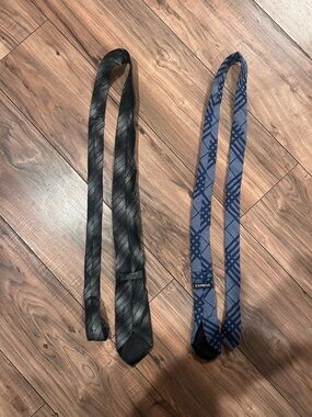Express Blue Plaid Tie and Gray Striped Tie